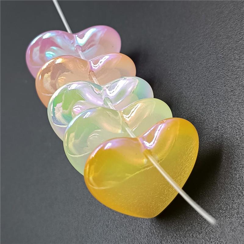 Креативные светящиеся ювелирные аксессуары, свободные бусины желейного цвета, модное ожерелье, персиковое сердце, браслет «сделай сам», материалы ручной работы, Aurora Dazzle 5 шт.