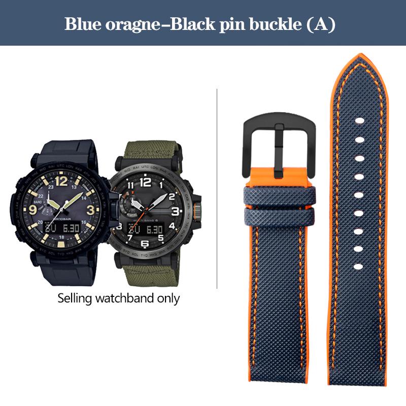 Нейлоновый ремешок для часов с резиновым низом для серии Casio PROTREK PRG-600YB PRG-650 PRW-6600, парусиновый силиконовый ремешок для часов, спортивный ремешок 24 мм