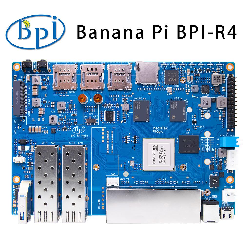 Banane pi BPI-R4 media tek mt7988a (филогия 880) четырехъядерный arm Corex-A73 8gb ddr4 8gb emmc flash смарт-маршрутизатор плата
