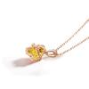 FANCIME Diamond Necklace for Women K18 Pink Gold Citrine Natural Stone Crown Pendant November Birthstone Crown with Silver Chain Brand Christmas
