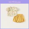 Girl Baby Summer Floral Cotton Dress Shorts Set With Short Sleeve Top For Toddler Girls