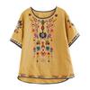 Футболка с вышивкой, свободная женская блузка большого размера с короткими рукавами в национальном стиле
