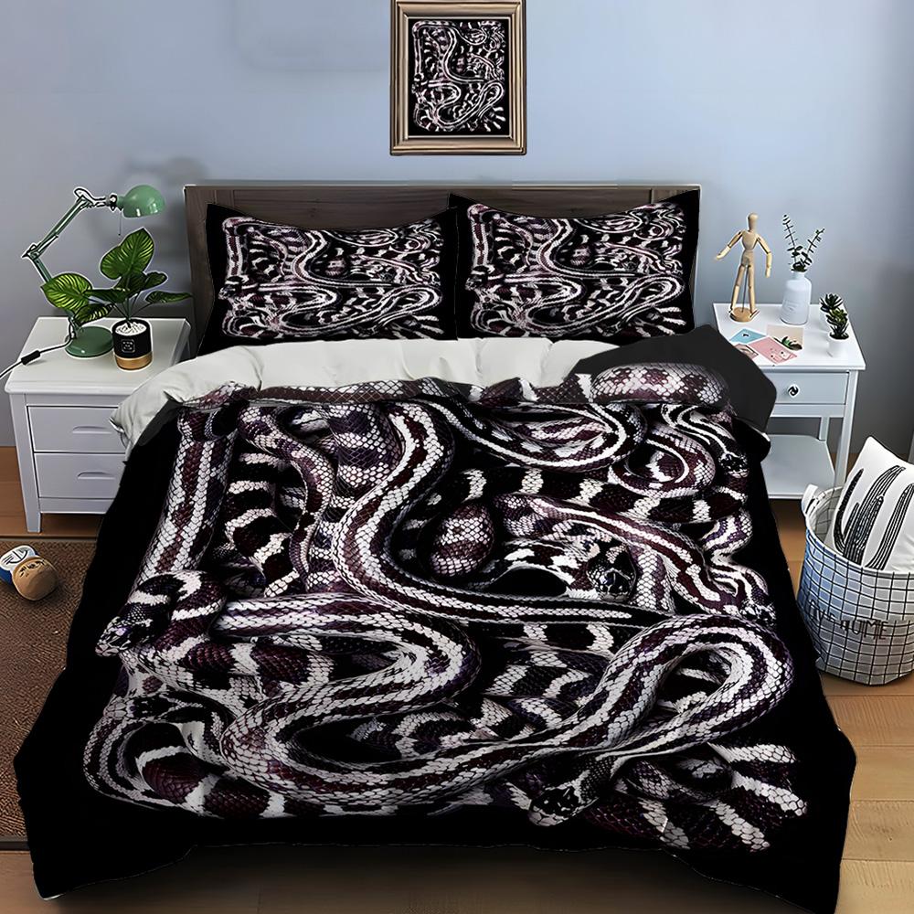 10 Sizes HD Snake Print Bedding Set Duvet Cover 1 Duvet Cover 2 Pillowcases Adult and Children Bedding Set Luxury for Gifts