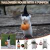 Creative Mini White Mouse Doll Halloween Mouse Hug Pumpkin Hair Needle Felt Mouse Toy Set Needle Punch Mini Desktop Ornament
