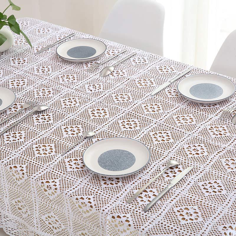 European Cotton Tablecloth Hollow Handmade Crochet Table Cloth Countryside Washable Round And Rectangle Cover For Tea Table