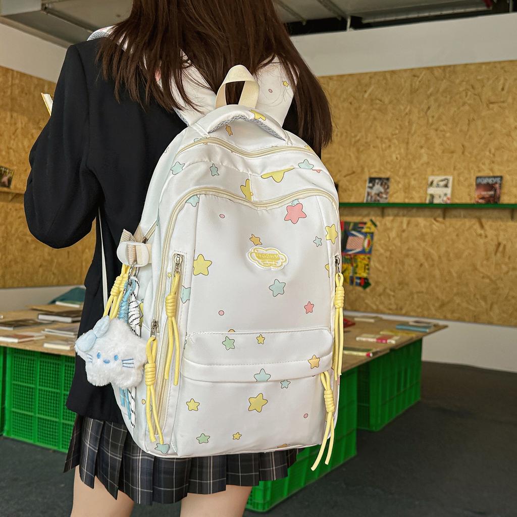 Schoolbag Japanese ins High-value backpack Small fresh and sweet star backpack Junior high school student lightweight large-capacity schoolbag