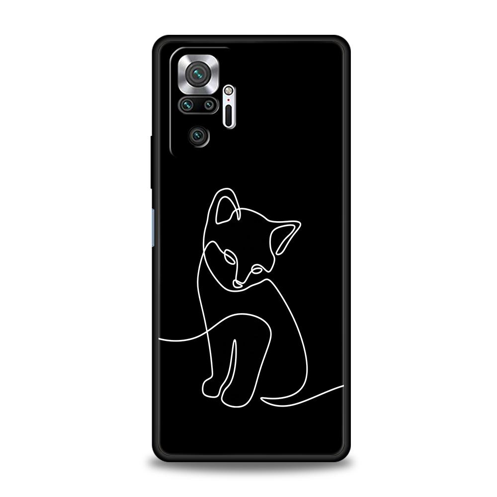 Чехол для телефона 'Кошачья линия' Черные кошки для Xiaomi Redmi Note 14 13 12 10 11 Pro Plus 14C 13C 12C 10C 9C 5G Мягкий ТПУ Чехол