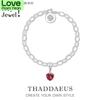 Red Heart Link Chain Charm Bracelets , Romantic 925 Sterling Sliver Women Gift Europe Style Jewelry Fashion Accessorie Club
