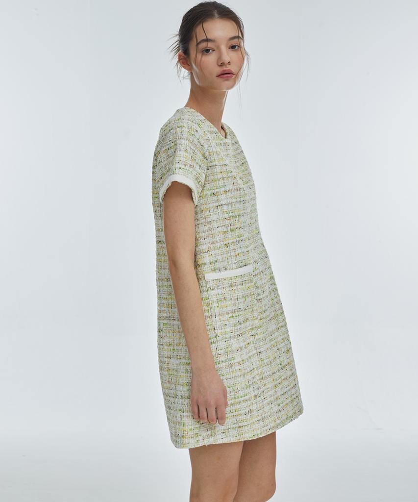 Manavis Seven Lovely Tweed Dress [Green]