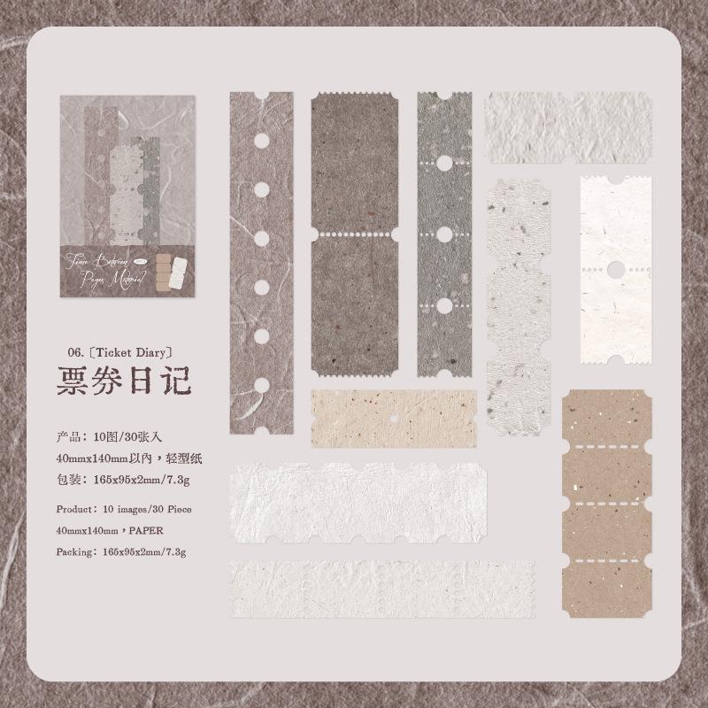30pcs/lot Memo Pads Material Paper Time Between Pages Diary DIY Scrapbooking Junk Journal Retro Background Decoration Paper
