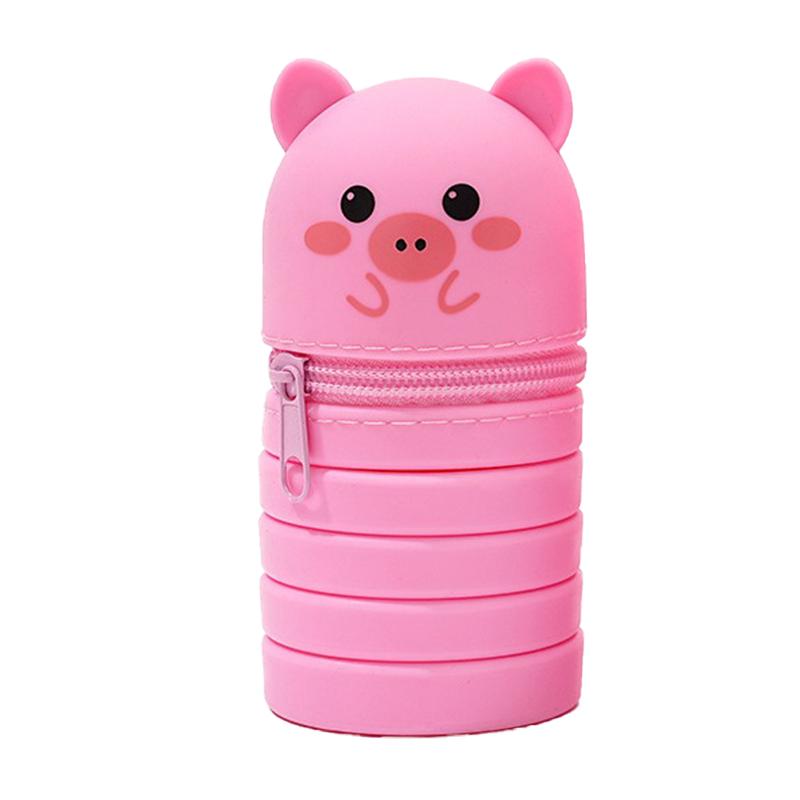 Мультяшный милый силиконовый пенал настольный органайзер креативный складной выдвижной контейнер для ручек канцелярские принадлежности сумка для хранения подарки