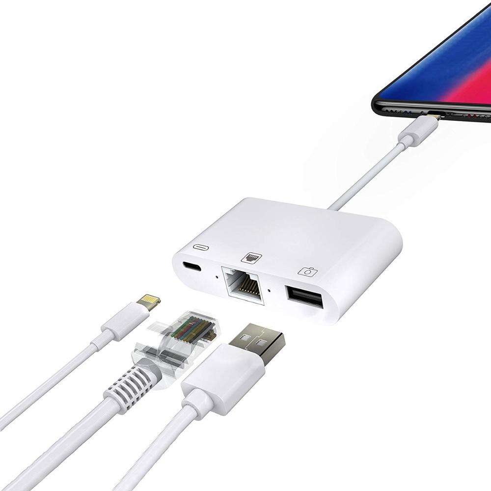 For iPhone Lightning to Ethernet 100Mbps RJ45 Adapter For Live Streaming Online Classes 3