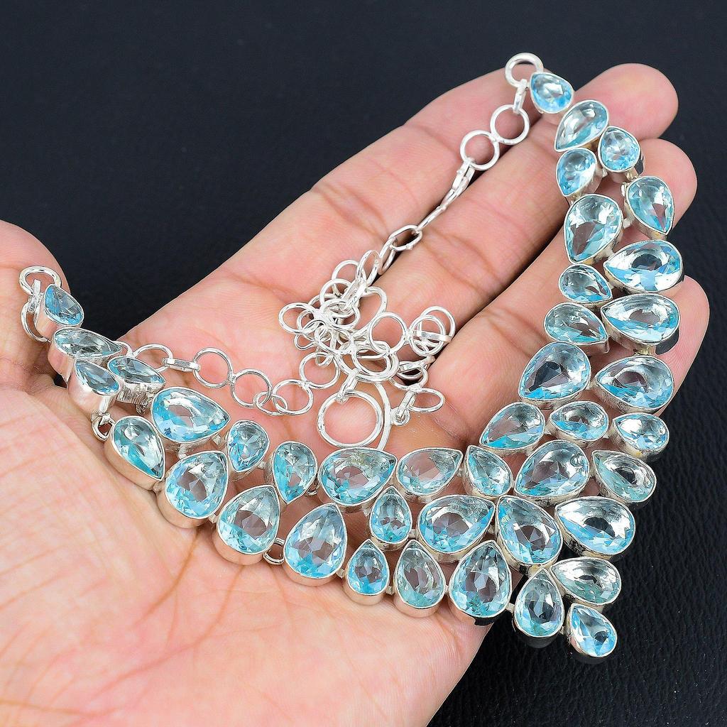 Beautiful Aquamarline Gemstone Handmade 925 Sterling Silver Necklace, Aquamarline Silver Necklace For Wife, Unisex Necklace Thanksgiving Gift