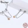 BAMOER 925 Stelring Silver Защитная цепочка Kitty Cat Четырехлистный клевер Подвеска подходит для оригинального браслета Ювелирные изделия