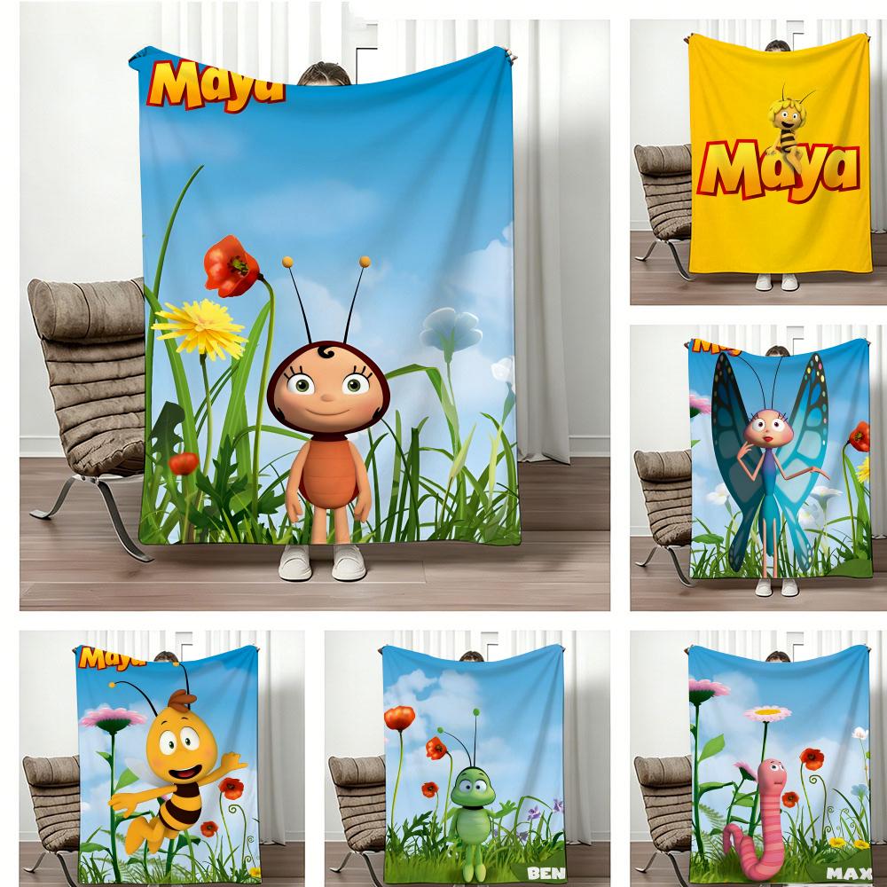 Hit Anime M-Maya the B-Bee Throw Lightweight 240g Flannel Blanket Soft Skin-friendly for Summer Cooling