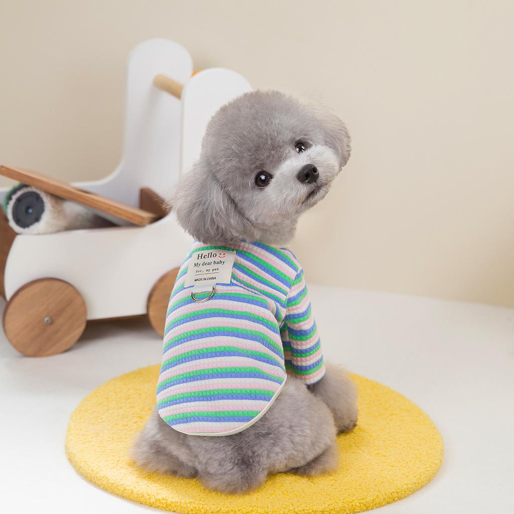 Куртка в полоску для домашних животных, маленькая собака и кошка, осенне-зимняя базовая рубашка, теплая и удобная полосатая футболка, одежда для собак маленьких собак