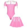 Мужской костюм для косплея Sissy Maid, глянцевый боди с кружевной отделкой, рукавами-фонариками и расклешенной юбкой, костюм для трансвестита