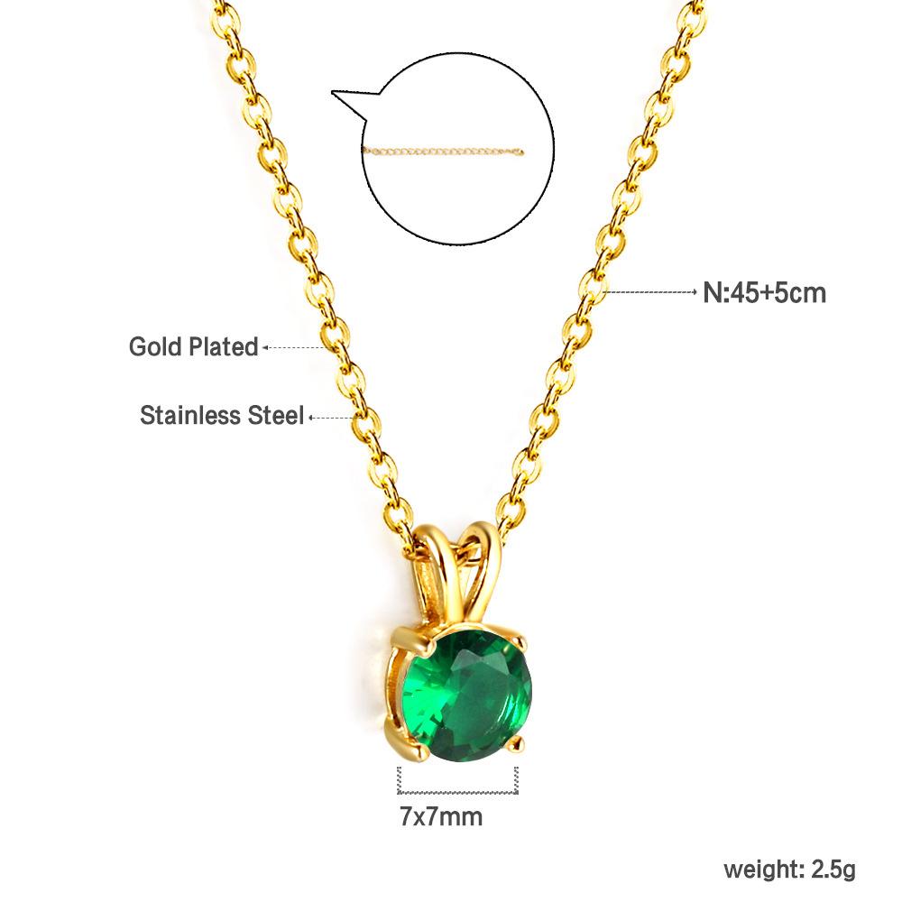 Elegant White Diamond Pendant Necklace Simple Round Collarbone Chain Jewelry For Women