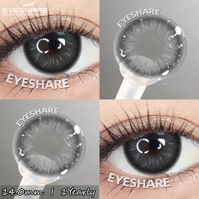 Eyeshare 2pcs Colored Contact Lenses for Eyes Blue Contact Black Eye Lens Gray Beautiful Pupils Yearly Brown Eyes Makeup Lenses
