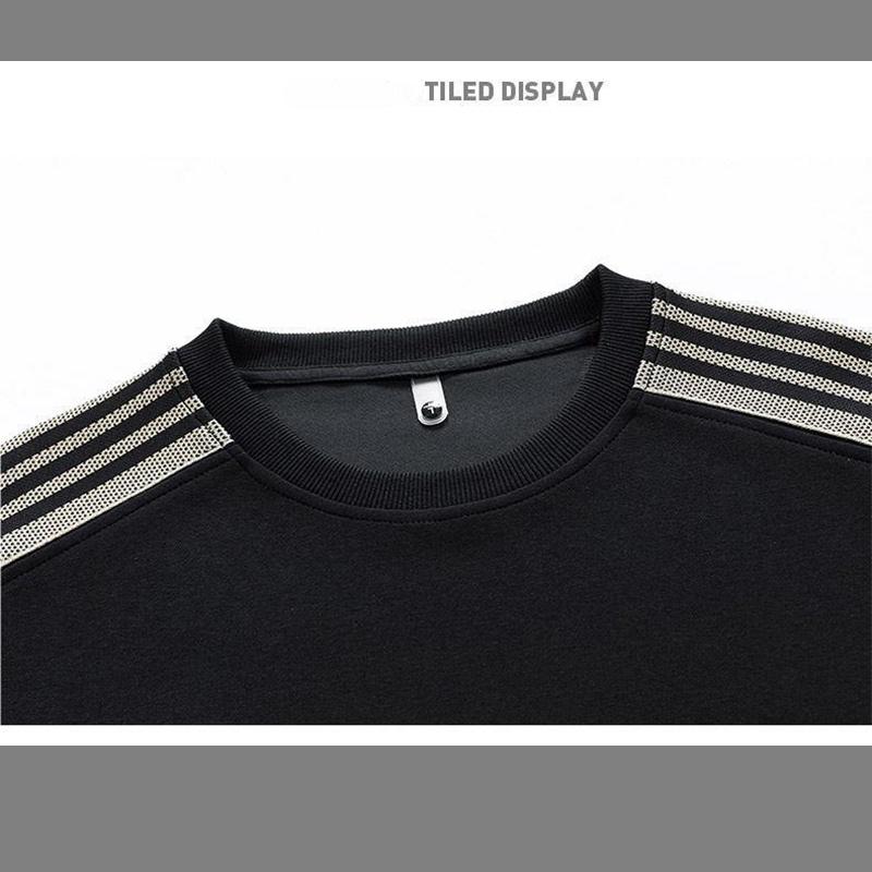 Весна и осень, большой мужской свободный круглый вырез, вышитая толстовка, модный мужской большой размер, цветная толстовка с блоками