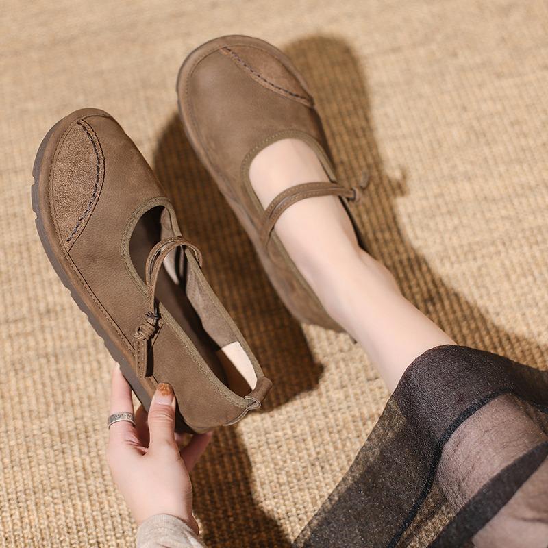 Fashion 2024 Women's Flat Shoes Elegant Retro Fashion Comfortable Mary Jane Color Block One-Word Buckle Shoes