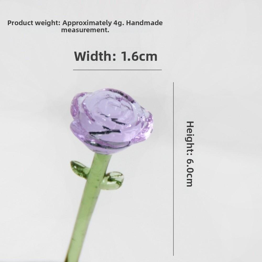 Simulation Floral Glass Flower Decor Mini Handcrafted Floral Sculpture Home Room Decoration