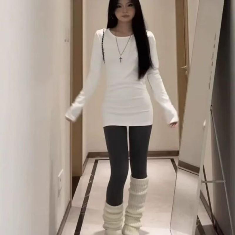 2026 Fall Winter Thermal V-Neck Slim Long Sleeve T-Shirt Women Basic Layer Top