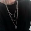 Multilayers Punk Chains Cross Necklace Couple Fashion Street Hip Hop Geometric Metal Pendant Necklaces for Women