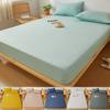 Хлопковая простыня однотонного цвета с эластичной лентой, нескользящий регулируемый наматрасник для двуспальной кровати King Queen 160x200 200x200 см