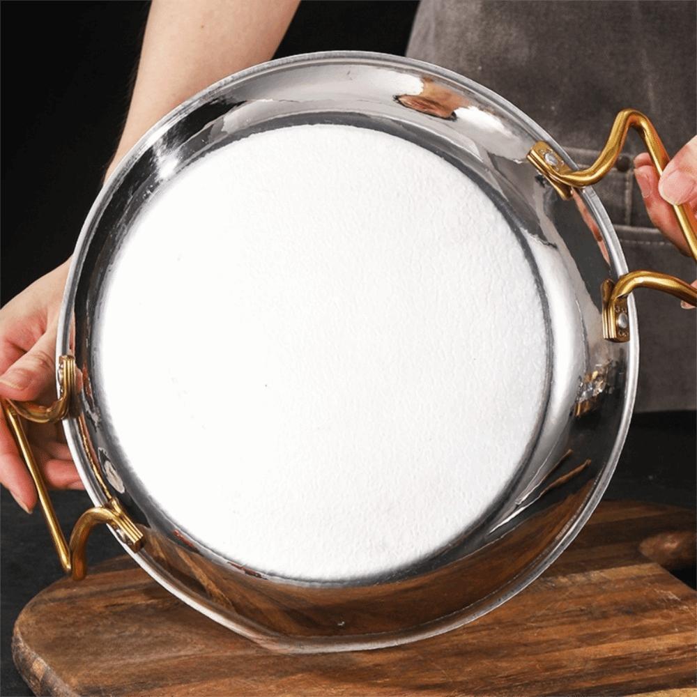 Flat Bottom Seafood Rice Pot Stainless Steel Stock Pot Hammer Grain Seafood Paella Pan  Cooking