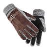 Men's Pigskin Gloves with Touch Screen Winter Outdoor Cycling  Fleece and Thickened Warm Motorcycle Gloves