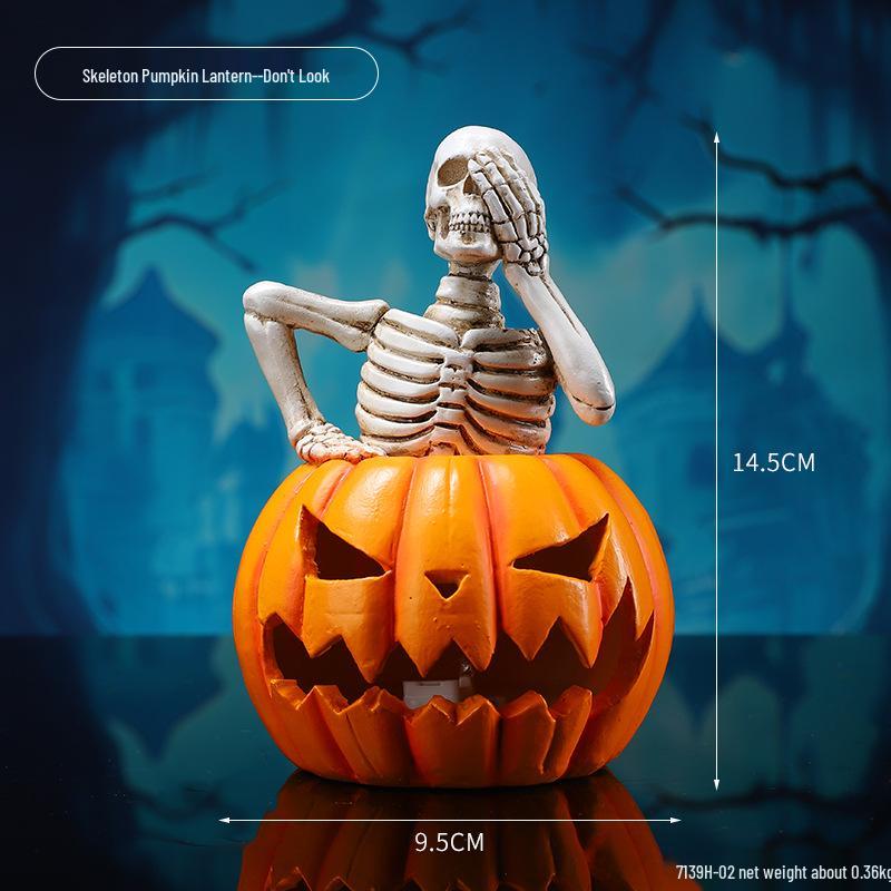 Cross-Border Halloween Skull Resin Ornament - Ghost Festival Decoration for Desktop and Entrance