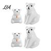 Desktop Decoration for Home 4Pcs Mini Polar Bear Figurines, Miniature Mother and Baby Ornaments, Figurines Cute Animal Statues, Micro Landscape