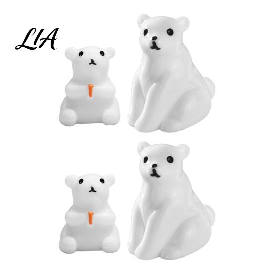 Desktop Decoration for Home 4Pcs Mini Polar Bear Figurines, Miniature Mother and Baby Ornaments, Figurines Cute Animal Statues, Micro Landscape