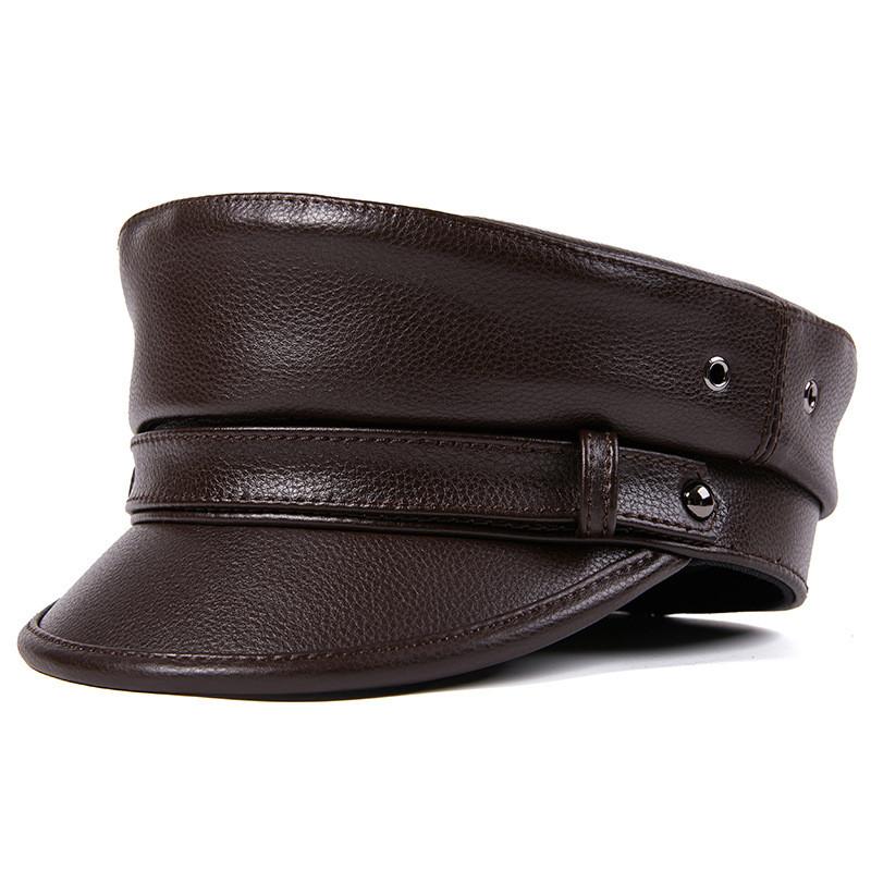 EFei зимняя мужская шляпа из натуральной кожи, мужская кепка в стиле ретро с плоским верхом, локомотив, военные кепки