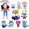 9pcs Gabby’s Doll House Plush Toy Backpack Cat Cake Cat Smiling Cat Stuffed Animal Plushie Gaby Sticker for Kid Chrismas Gift