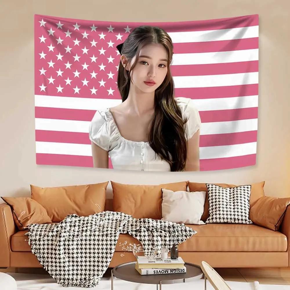 161. Гобелен с американским флагом Вонён K-pop Идол Постер Настенное украшение Домашний декор Спальня Общежитие Tapiz Баннер для концерта Фон для вечеринки Y240816