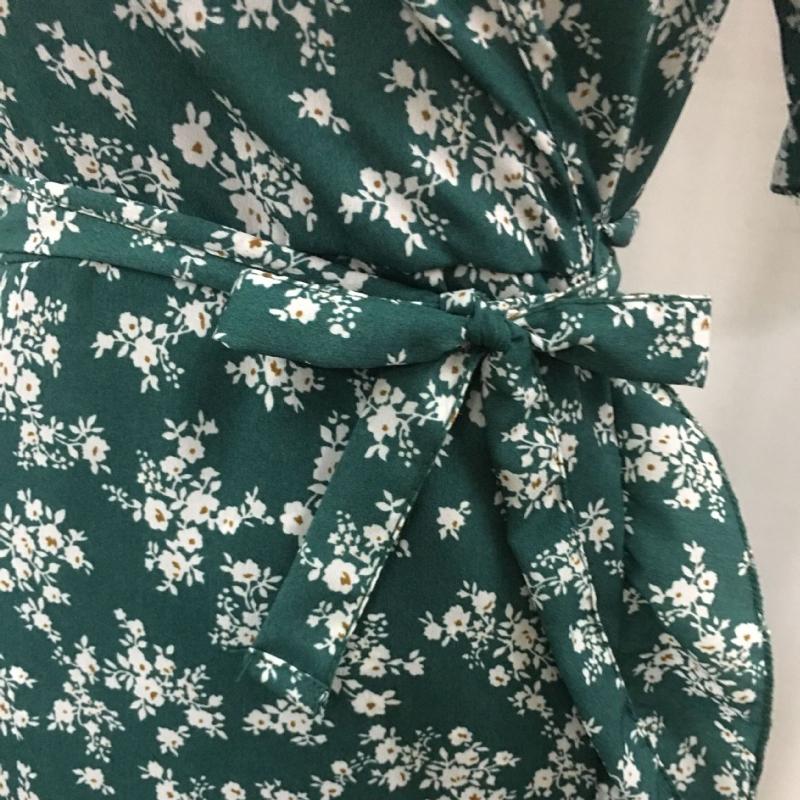 GMXIA Summer Printed V-Neck Tie High Waist Chiffon Floral Dresses