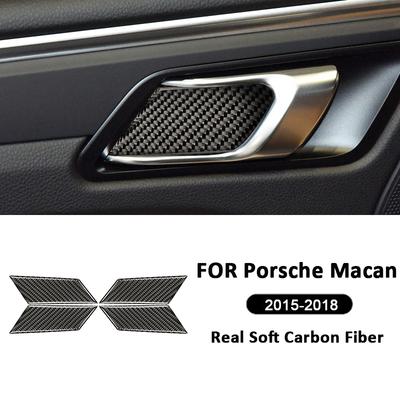 Для Porsche Macan 2015-2018 Кольцо-чаша ручки открывания внутренней двери автомобиля из углеродного волокна, декоративная накладка, наклейка для украшения салона, аксессуар