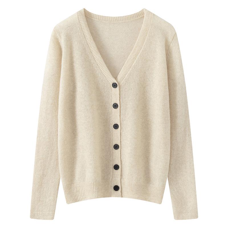 Women's 100% Pure Cashmere V-Neck Cardigan - New Fashion, Casual Knit Sweater Coat