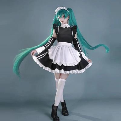 Vocaloid Miku Косплей Костюм Женщины Лолита Сексуальные Платья Горничной Головной Убор Фартук Наряд Милая Вечеринка Униформа от Хэллоуина Карнавальная Одежда