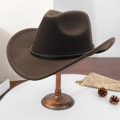 Западная ковбойская шляпа Yousheng для мужчин и женщин, фетровая, с широкими полями, шляпа ковбоя с серебряным бисером, подворачивающаяся, федора для вечеринки в стиле Дикого Запада, Хэллоуина