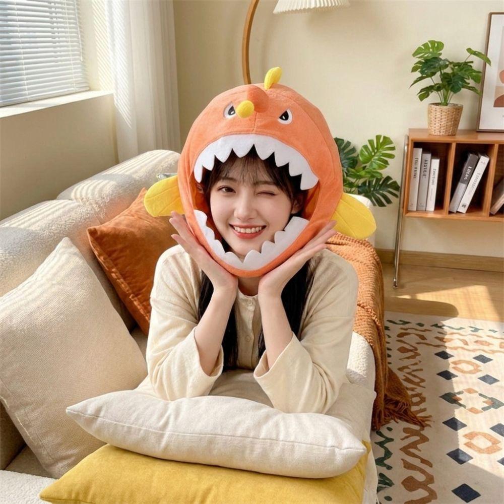 Open Mouth Plush Anglerfish Hat Soft Skin-friendly Fish Cosplay Cap Cute Fish Headwear Halloween