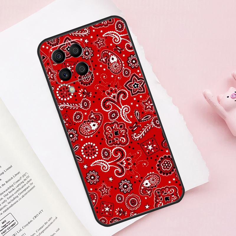 Красная бандана с узором пейсли Чехол для Samsung Galaxy M13 M53 M16 M36 M56 M06 M52 M32 M12 M54 M34 M14 M35 M55 M15 M11 M31