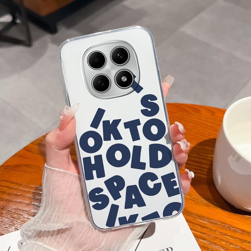 Подходит для Redmi Note 15 14 Pro 14S 15 15C A5 A1 Популярный Креативный Чехол для Телефона с Буквами и Узорами Прозрачный Силиконовый Нескользящий Чехол для Корпуса Redmi