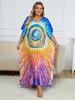 Colorful Women's Kaftan Beach Wear Relaxed Bohemia Dress Swimsuit Cover-up Moo Moo Dress House Dress Outfit Caftan Q1546