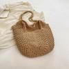 Casual Large Capacity Commuter Cotton Woven Bag Hollow Straw Bag Lazy Style Beach Vacation Shoulder Bag for Women