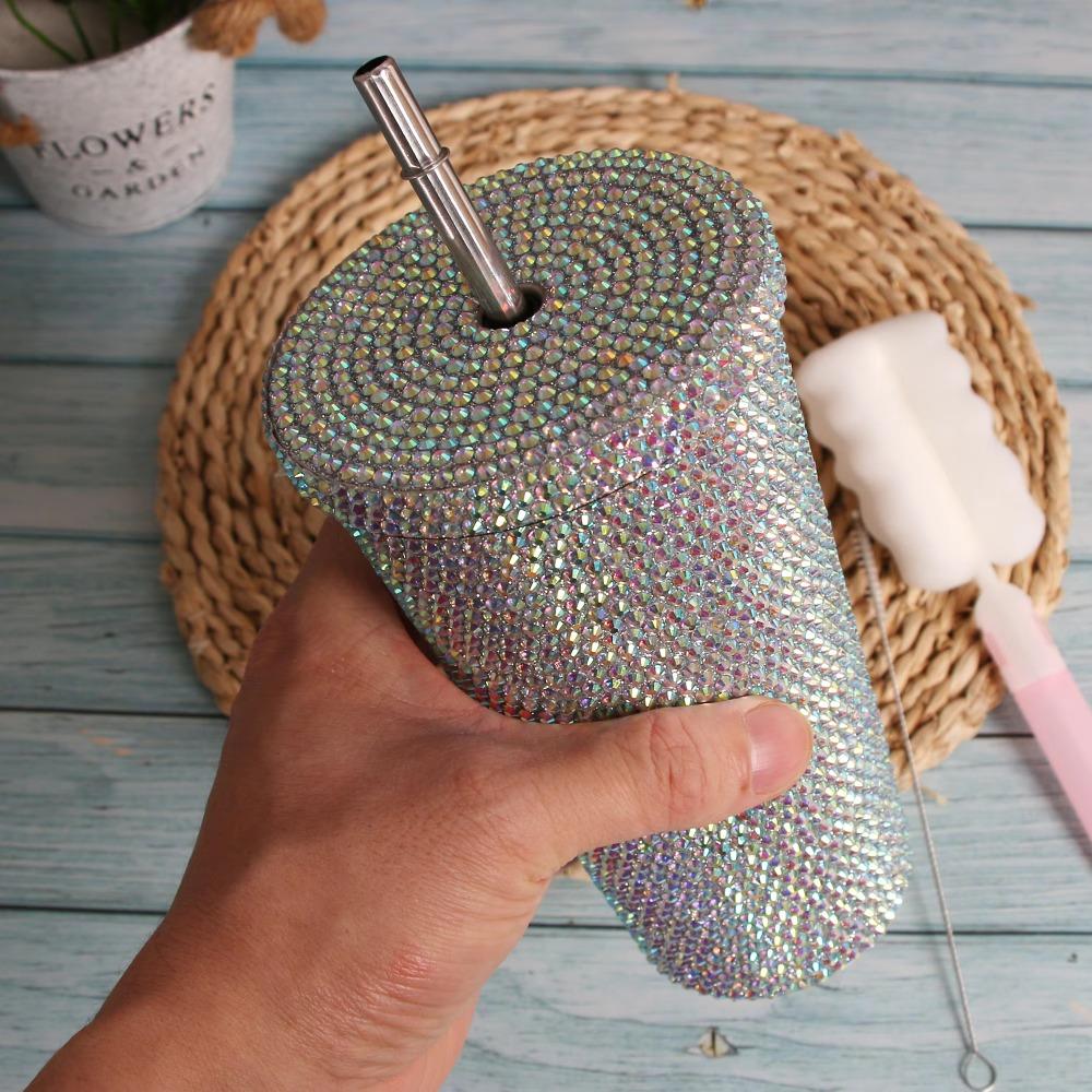 Insulated Glitter Coffee Cup Double Layer Stainless Steel Water Bottle Girl