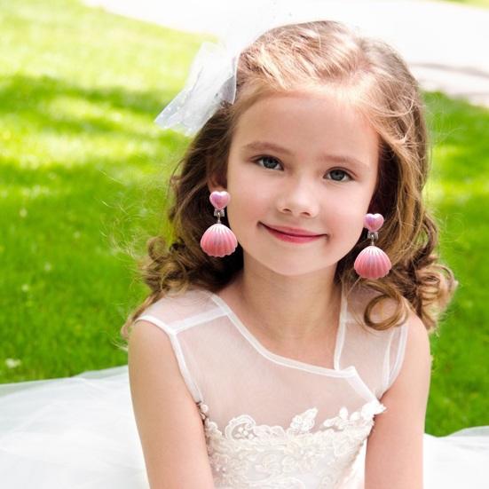 1 Pair Shell Children's Ear Clips Adorable Stand Out with Shiny Princess Design Kids' Earrings Accessories