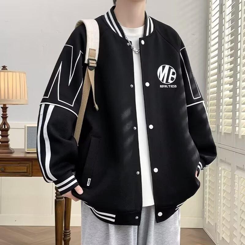 Oversized Mens Hoodie Jacket Streetwear Baseball Style Loose Fit Winter Sweatshirt Plus Size